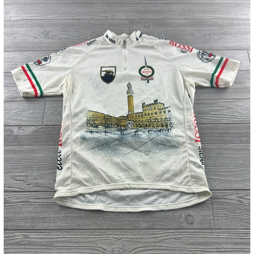 Siena Rossi Italy Cycling Jersey Mens Size 6 White Short Sleeve D124 Nalini